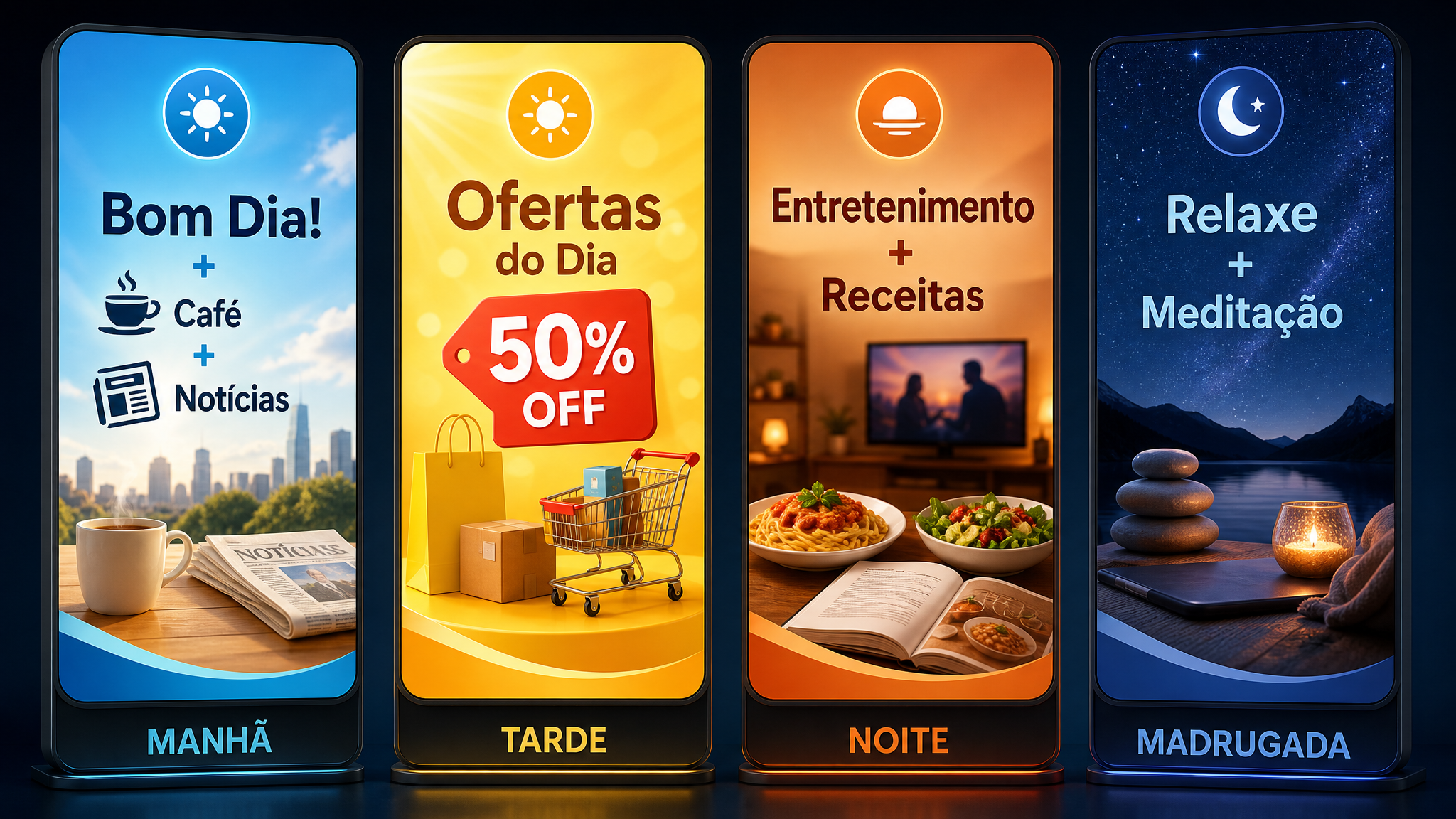 Programação WideAds em 4 períodos do dia