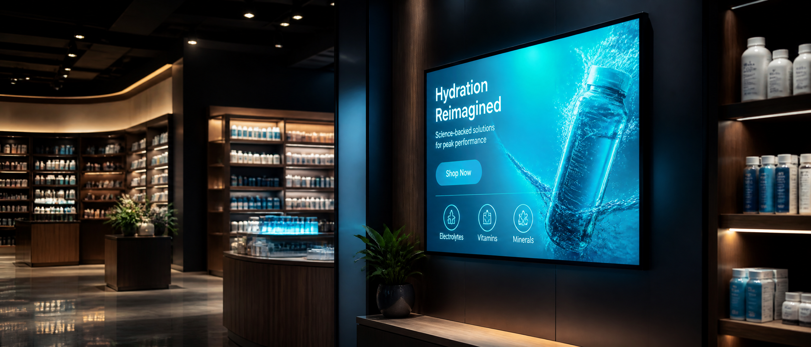 Premium retail venue with WideAds digital screen